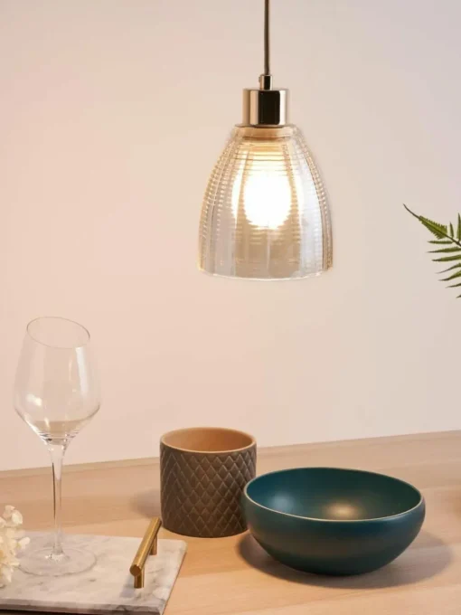 Kleine Pendelleuchte Gleaming Gold aus Glas