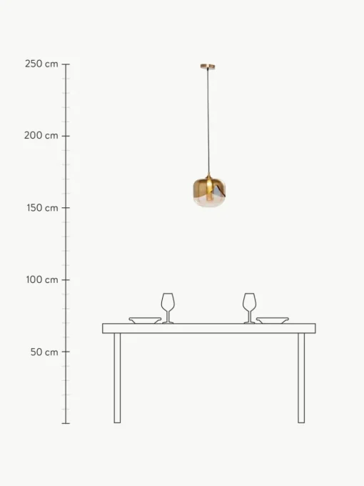 Kleine Pendelleuchte Golden Goblet aus Glas