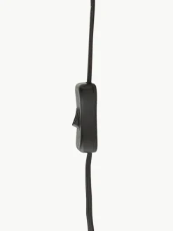 Kleine Skandi-Tischlampe Pia aus Holz und Leinen