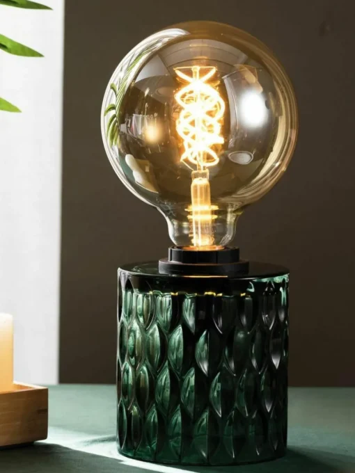 Kleine Tischlampe Crystal Magic aus grünem Glas