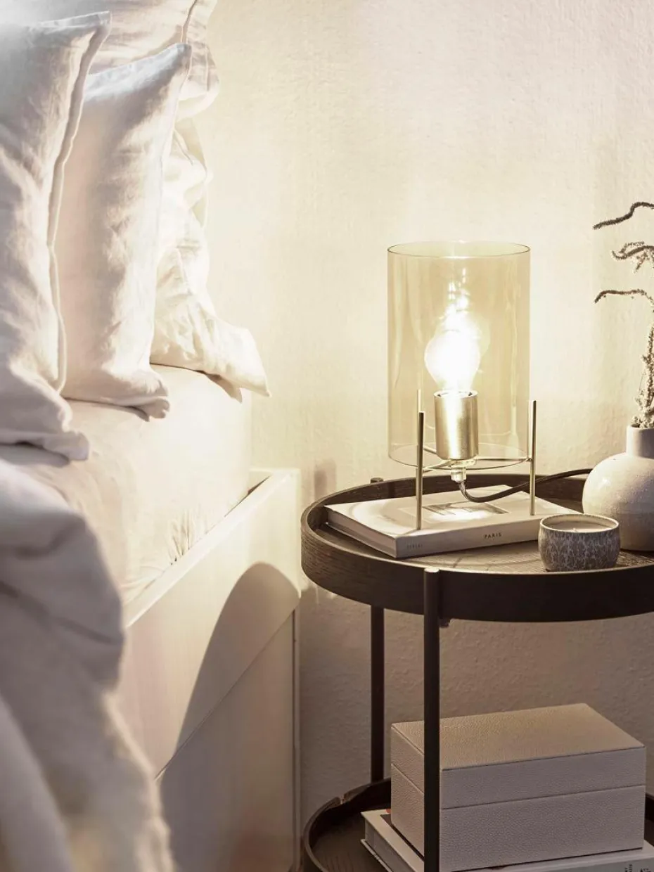 Kleine Tischlampe Laurel aus farbigem Glas
