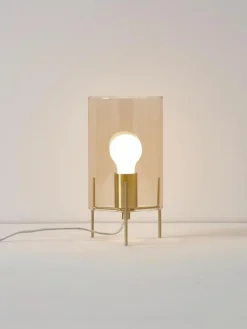 Kleine Tischlampe Laurel aus farbigem Glas