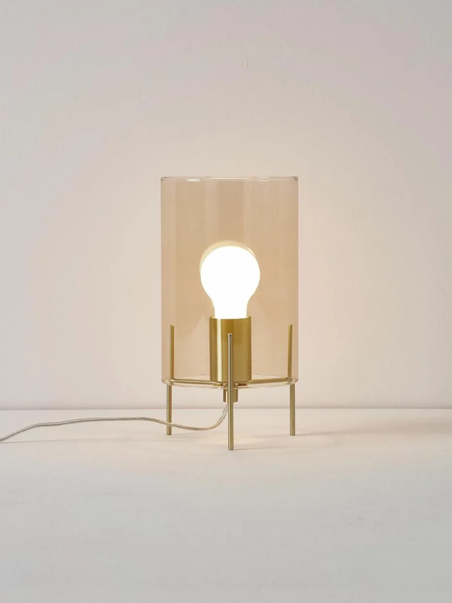 Kleine Tischlampe Laurel aus farbigem Glas
