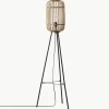 Kleine Tripod Stehlampe Woodrow aus Rattan