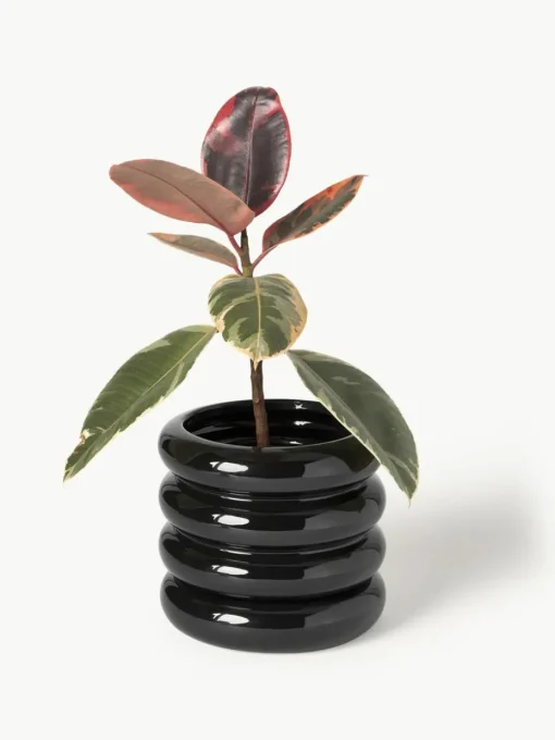 Kleiner Übertopf Rudi aus Steinzeug, H 16 cm