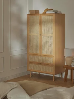 Kleiner Kleiderschrank Aries mit Wiener Geflecht, 2-türig