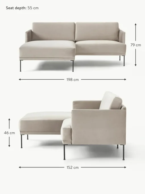 Kleines Samt-Ecksofa Fluente