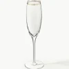 Kristall-Champagnergläser Dvorak mit Gold-Dekor, 6 Stück