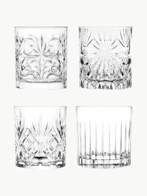 Kristall-Gläser Bichiera mit Relief, 4er-Set