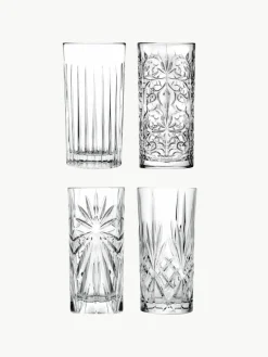 Kristall-Longdrinkgläser Bichiera mit Relief, 4er-Set