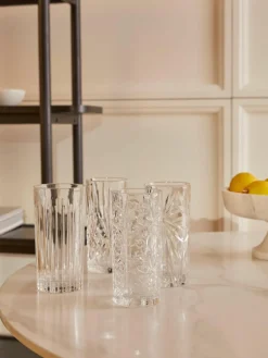 Kristall-Longdrinkgläser Bichiera mit Relief, 4er-Set