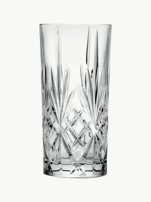 Kristall-Longdrinkgläser Bichiera mit Relief, 4er-Set