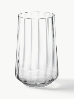 Kristall-Wassergläser Bernadotte mit Rillenstruktur, 6 Stück
