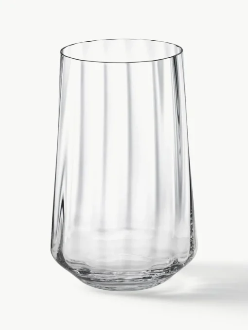Kristall-Wassergläser Bernadotte mit Rillenstruktur, 6 Stück