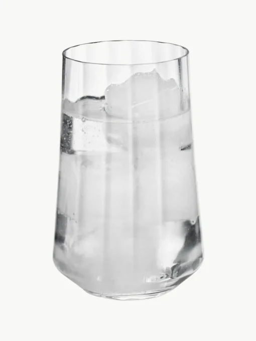 Kristall-Wassergläser Bernadotte mit Rillenstruktur, 6 Stück