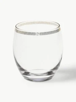Kristall-Wassergläser Dvorak mit Gold-Dekor, 6 Stück
