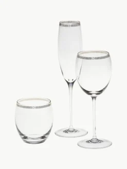 Kristall-Wassergläser Dvorak mit Gold-Dekor, 6 Stück