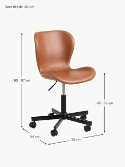 Kunstleder-Schreibtischstuhl Batilda, höhenverstellbar