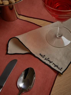 Leinen-Cocktailservietten Cosmo mit Stickerei, 4 Stück