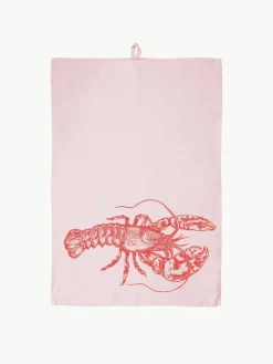 Leinen-Geschirrtuch Lobster, handbedruckt