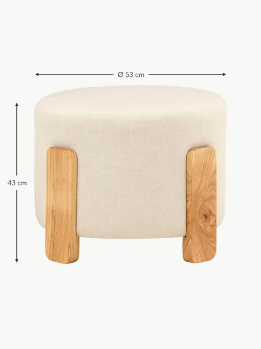 Leinen-Hocker Coffey mit Holz-Füßen