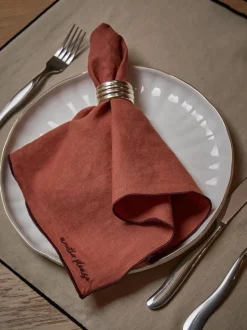Leinen-Servietten Cosmo mit Stickerei, 4 Stück