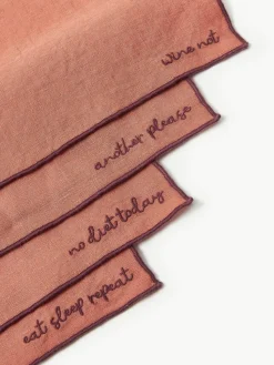 Leinen-Servietten Cosmo mit Stickerei, 4 Stück