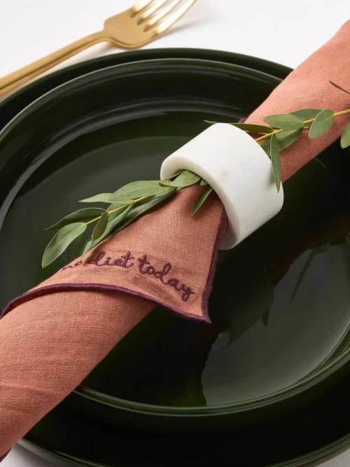 Leinen-Servietten Cosmo mit Stickerei, 4 Stück