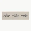 Leinen-Tischläufer Fish, handbedruckt