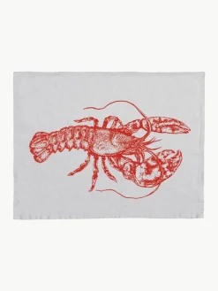 Leinen-Tischset Lobster, handbedruckt