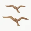 Mangoholz-Wandobjekte Seagull in Vögelform, 2er-Set