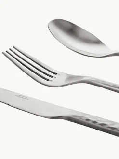 Matt gebürstetes Besteck-Set Hune mit gehämmerten Griffen, 4 Personen (16-tlg.)