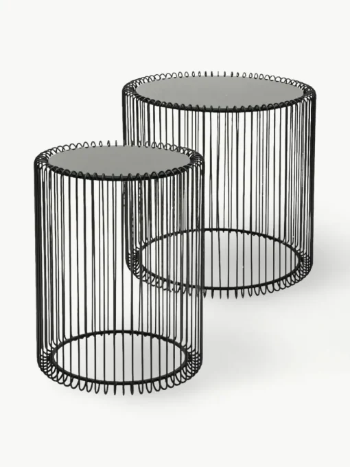 Metall-Beistelltische Wire mit Glasplatte, 2er-Set