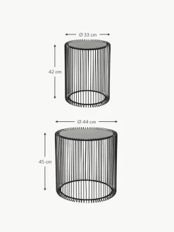 Metall-Beistelltische Wire mit Glasplatte, 2er-Set