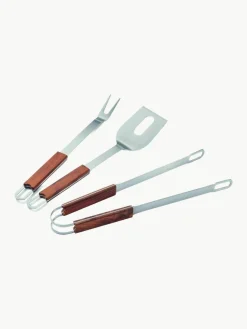 Metall-Grillbestecke Brick mit Holzgriffen, 3er-Set