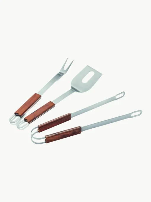 Metall-Grillbestecke Brick mit Holzgriffen, 3er-Set