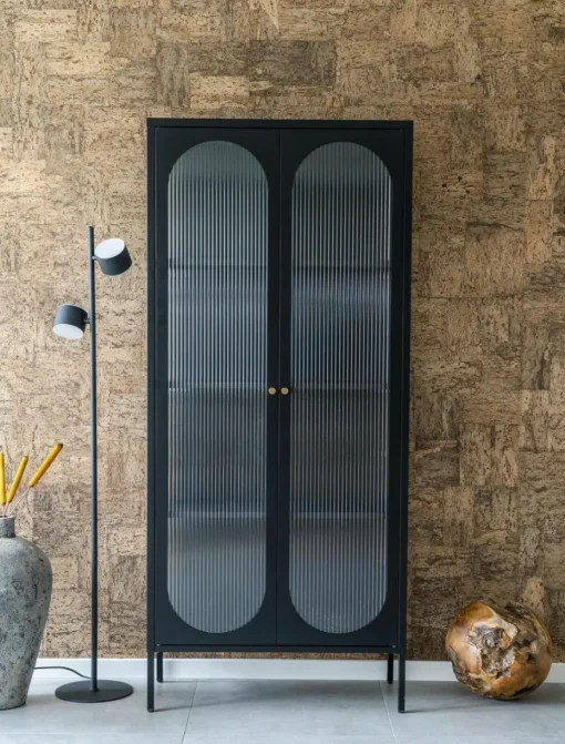 Metall-Vitrine Adelaide mit Rillenglas