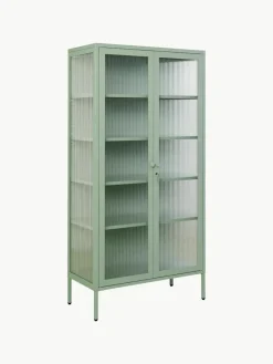 Metall-Vitrine The Collector mit geriffeltem Glas