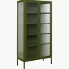 Metall-Vitrine The Collector mit geriffeltem Glas