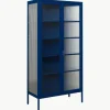 Metall-Vitrine The Collector mit geriffeltem Glas