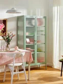 Metall-Vitrine The Collector mit geriffeltem Glas