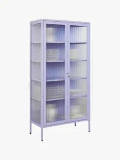 Metall-Vitrine The Collector mit geriffeltem Glas
