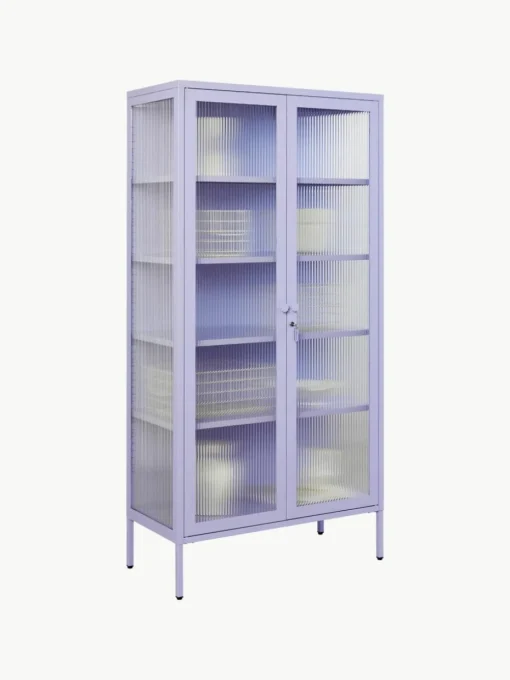 Metall-Vitrine The Collector mit geriffeltem Glas