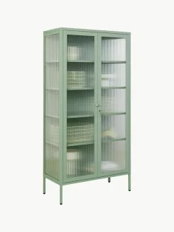 Metall-Vitrine The Collector mit geriffeltem Glas