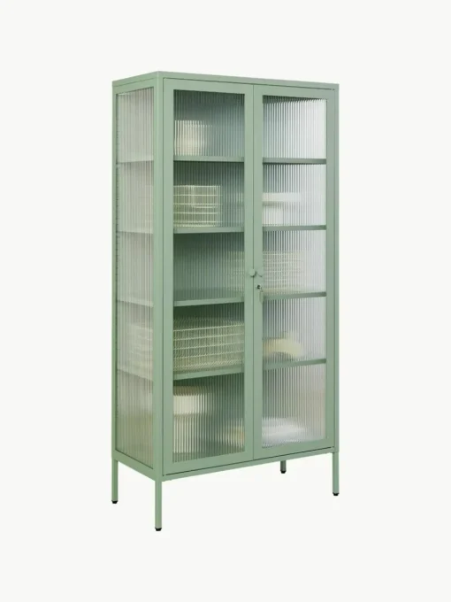 Metall-Vitrine The Collector mit geriffeltem Glas