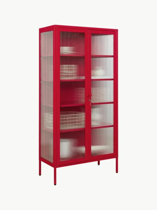 Metall-Vitrine The Collector mit geriffeltem Glas