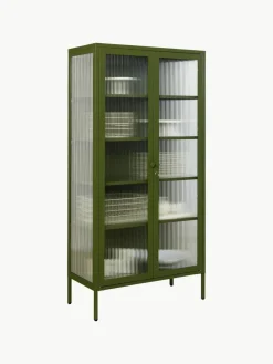 Metall-Vitrine The Collector mit geriffeltem Glas