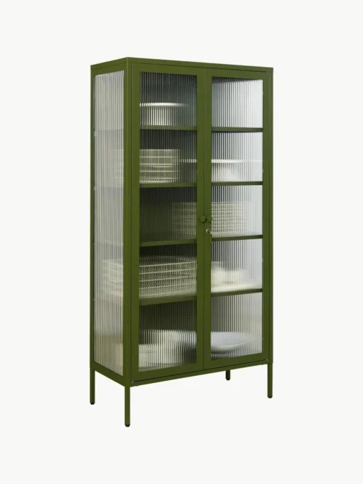 Metall-Vitrine The Collector mit geriffeltem Glas