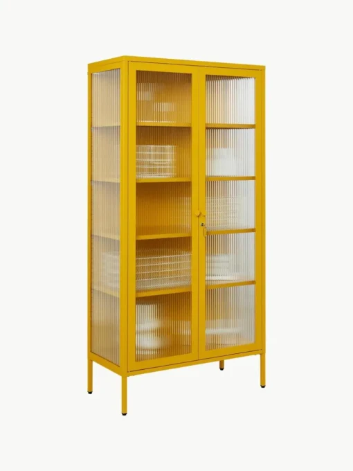 Metall-Vitrine The Collector mit geriffeltem Glas