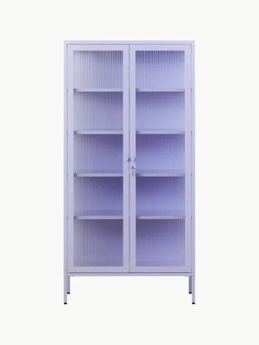 Metall-Vitrine The Collector mit geriffeltem Glas
